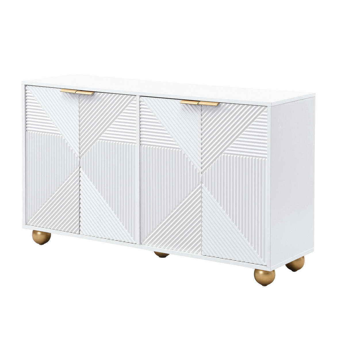 SIDEBOARD mit 4 Türen ca. 120 x 35 x 71,5 cm MDF Weiß - Weiß, Holzwerkstoff (120/71.5/35cm) - Meubliv