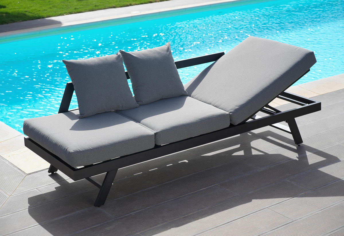RELAXLIEGE Ilva Blue Dunkelgrau Outdoorstoff/Metall - Dunkelgrau, Metall (1/61/210cm)