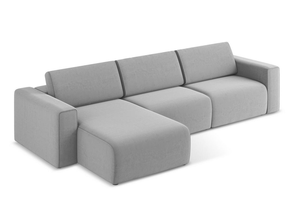 ECKSOFA Links Samt Stoff Grau - Creme/Schwarz, Kunststoff/Textil (167/314cm) - Makamii