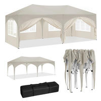 PAVILLON 3x6 m Beige mit 6 Seitenwänden - Beige, Textil/Metall (583/293cm) - Kaket