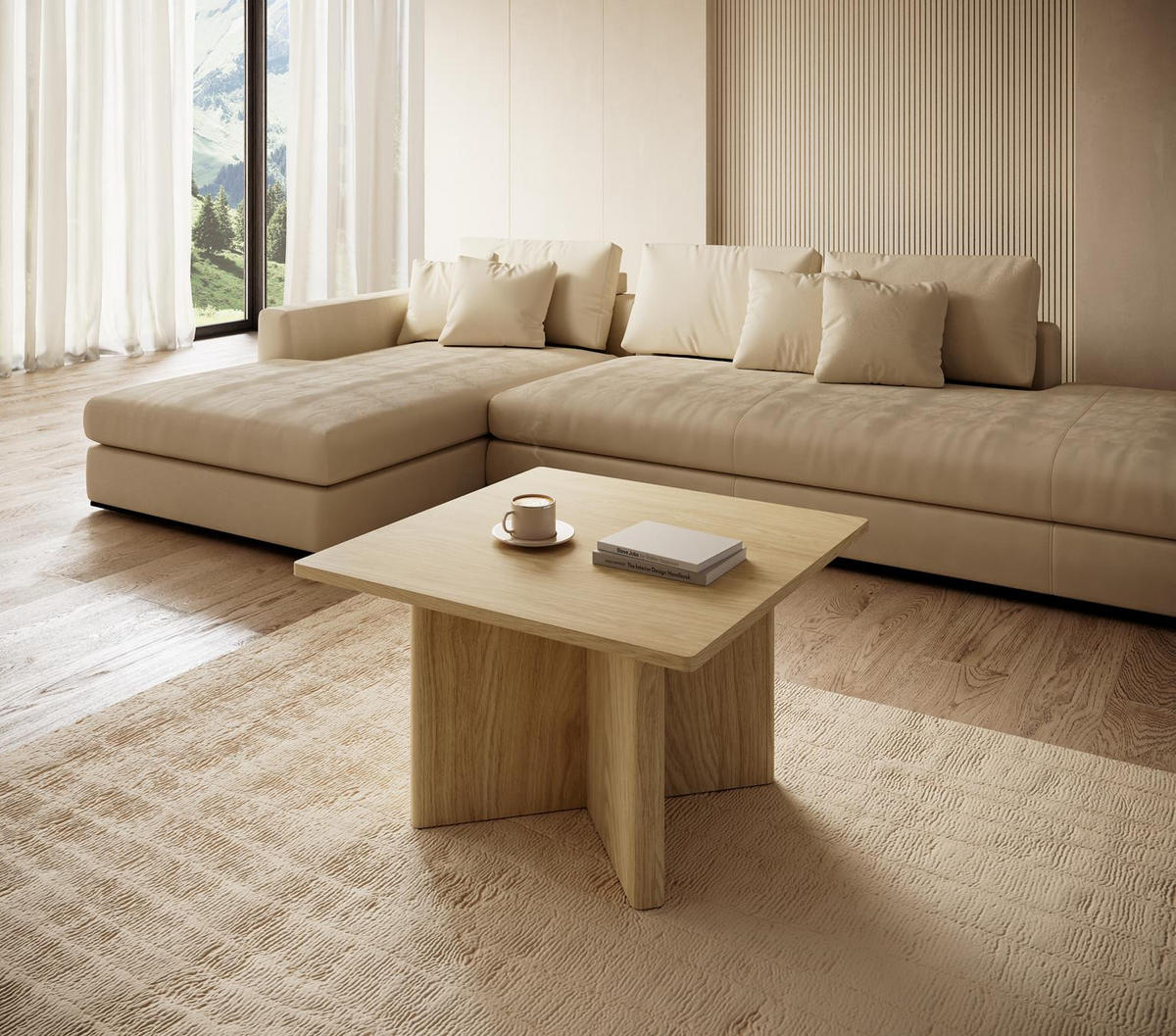 COUCHTISCH Buna Eiche, Quadratischer Couchtisch - Eichefarben, Holzwerkstoff (80/80/50cm) - Bettso