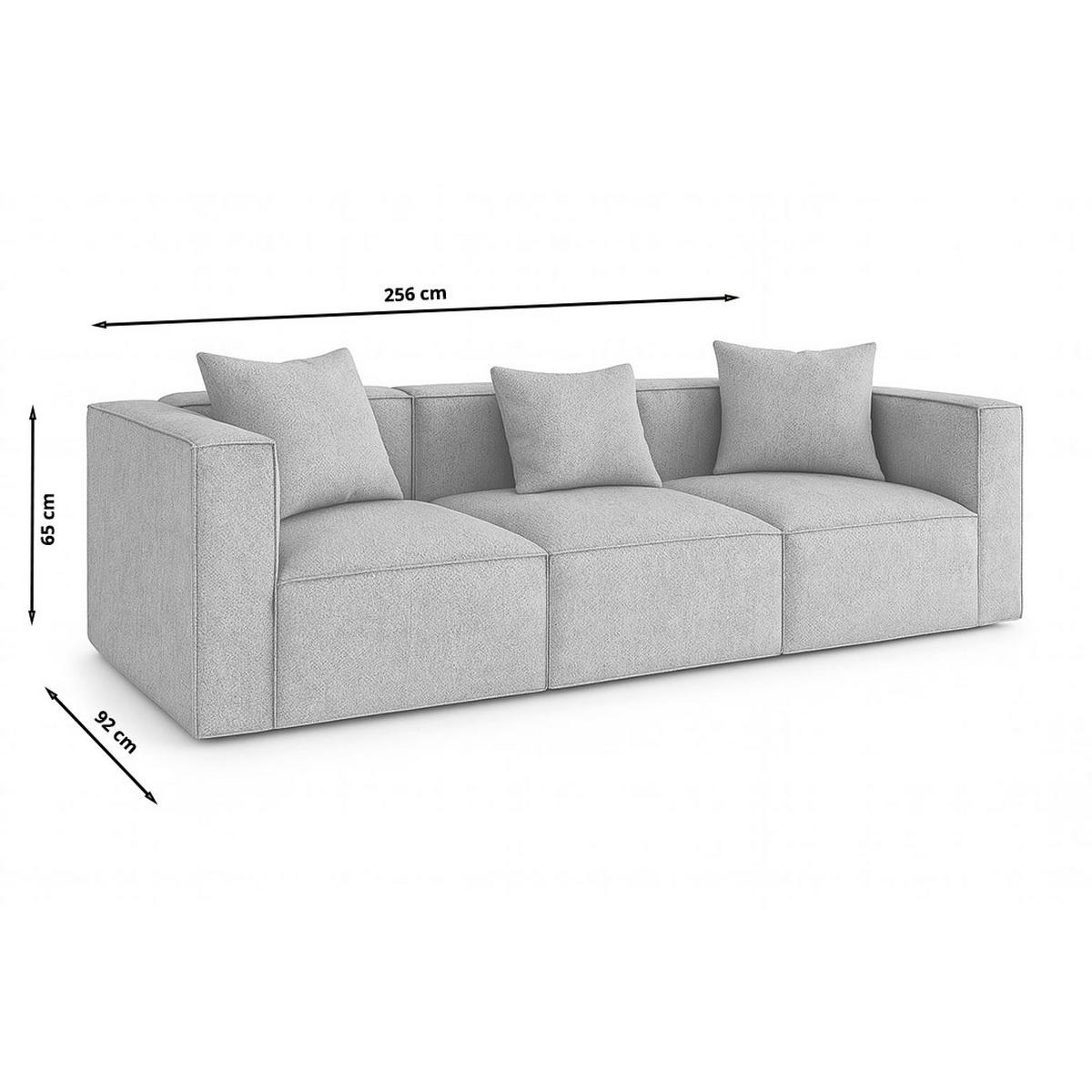 3-SITZER-SOFA Box Stoff Beige - Beige, Textil (256/65/92cm) - ebuy24