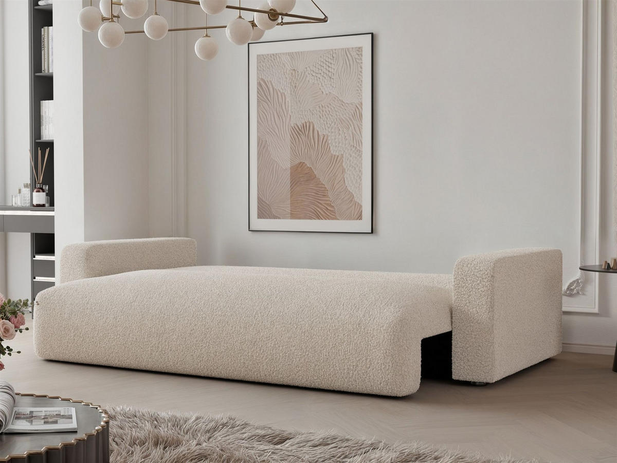 SCHLAFSOFA Luna - Beige, Holzwerkstoff/Textil (246/79/96cm) - Fun Möbel