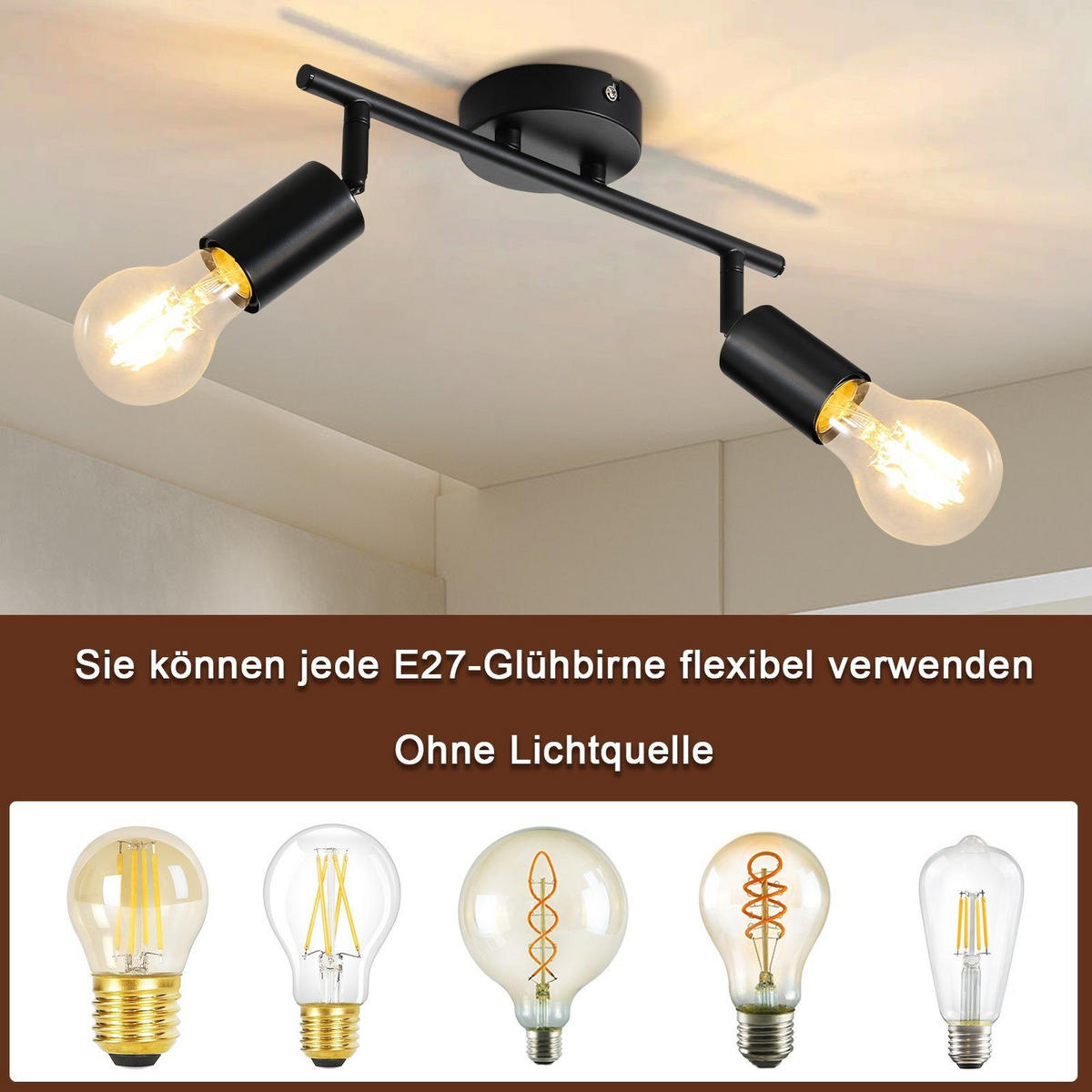 DECKENSTRAHLER Roronoa 30/9/16cm - Schwarz, Metall (30/9/16cm) - ZMH