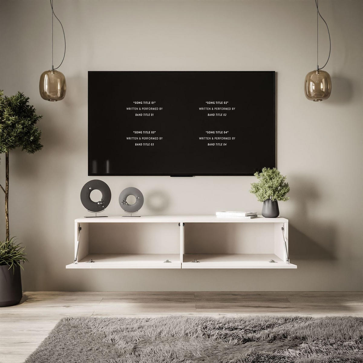 TV-SCHRANK CARMEN 125 hängend - Kaschmir, Holzwerkstoff (125/27/40cm) - Lookway