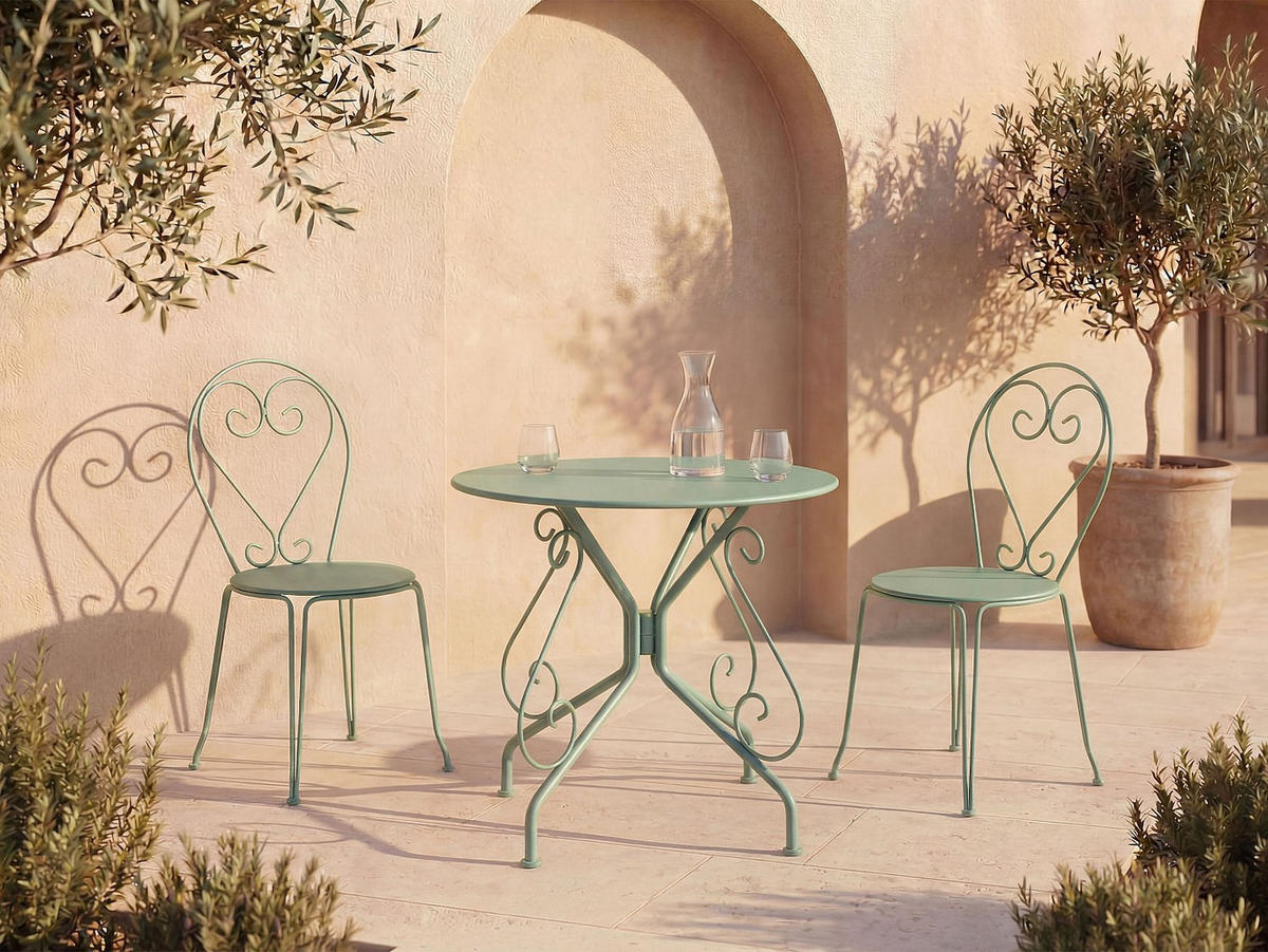 GARTENTISCH - 4 Personen - metall - mandelgrün Guermantes - Grün, Metall (80/80/71cm) - Vente-Unique