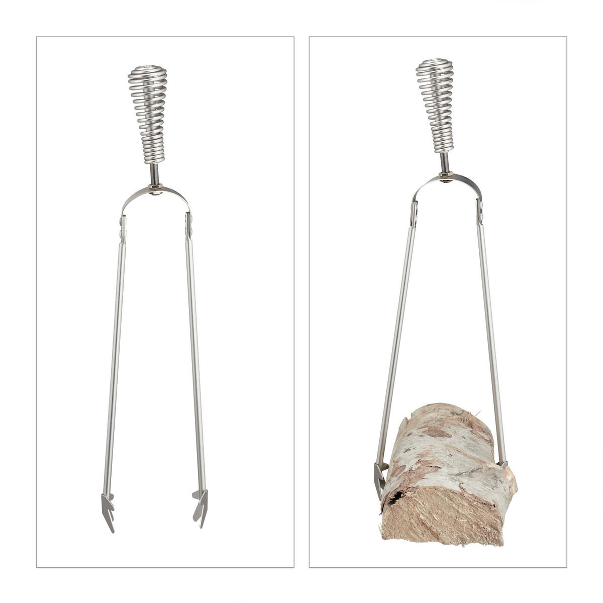 5-TLG.KAMINBESTECK-SET - Silberfarben, Metall (22/64/20cm) - Relaxdays