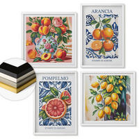 WANDBILDER 4er-Set - 50x50 cm & 40x60 cm Weißer Rahmen - Italienische Zitrus-Modeplakate - Weiß, Kunststoff (50/50cm) - ArtPrintCave