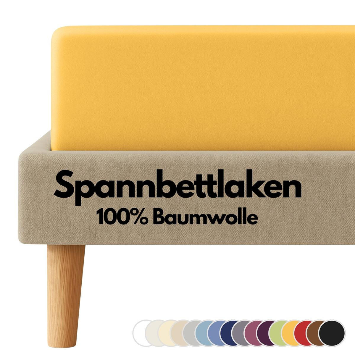 JERSEY-SPANNBETTLAKEN 180x200 - 200x200 cm, Bettlaken aus 100% Baumwolle mit Rundum-Gummizug, Spannbetttuch Honig - Honig, Textil (200/200cm) - Carpe Sonno
