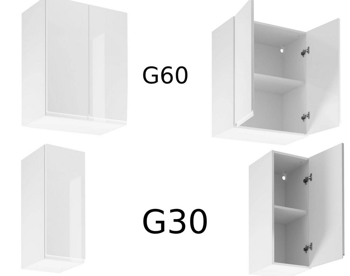 ECKKÜCHE 390 × 260 cm - Aspen K107-M860 - in Weiß /Hochglanz - Weiß, Holz (650/260/210cm)