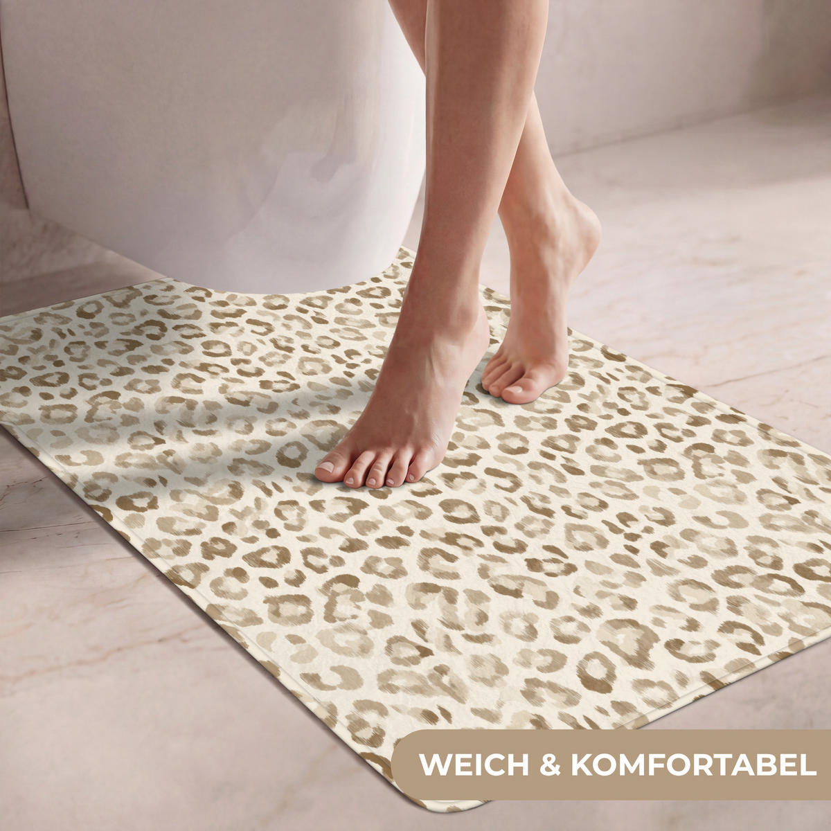 WC PŘEDLOŽKA Leopard - Classic - Béžová 60x90 cm - světle hnědá, textil/plast (60/1cm) - OnlyWow