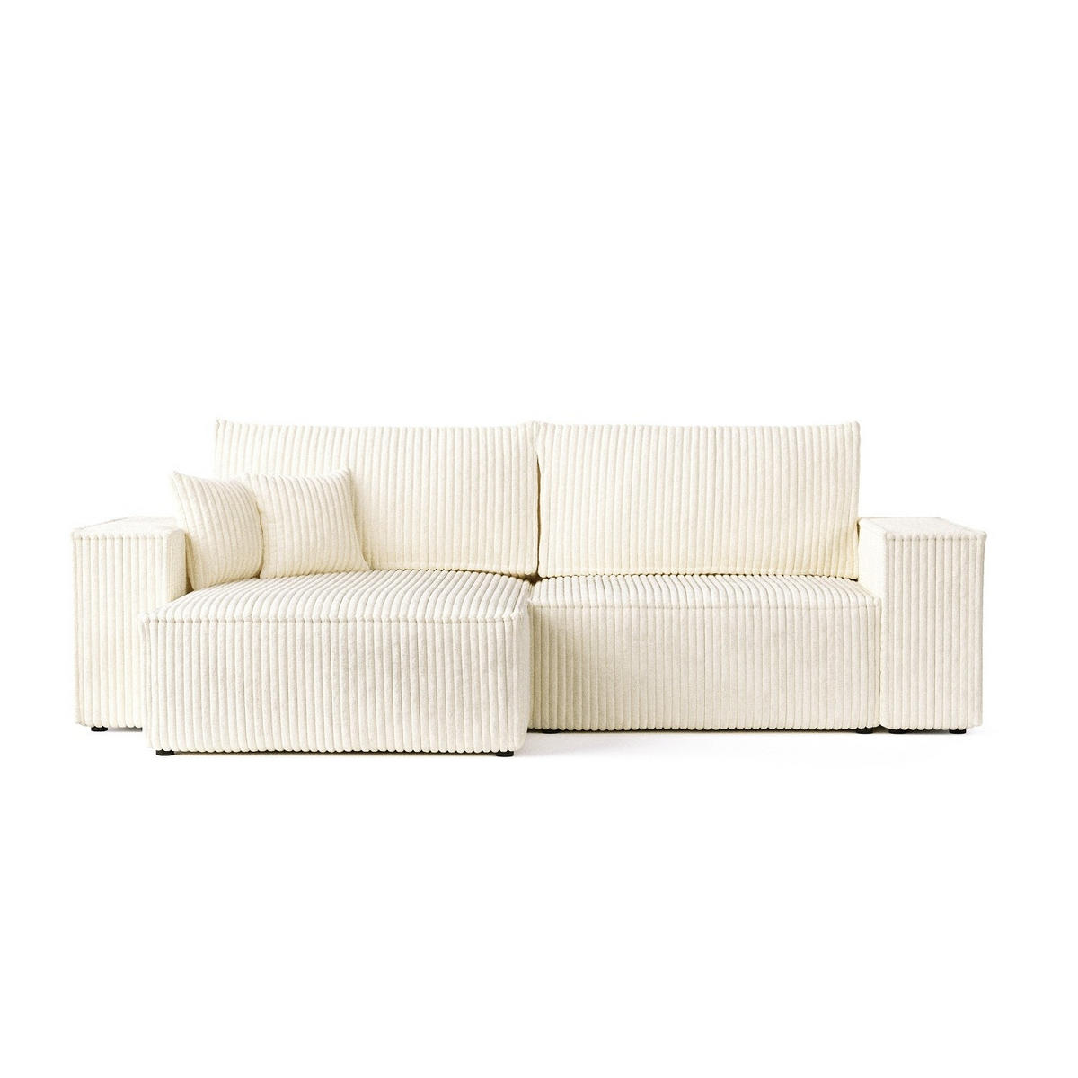 ROHOVÁ SEDAČKA CAVO, textil, Krémová - černá/krémová, dřevo/kompozitní dřevo (255/148cm) - AltaBeds