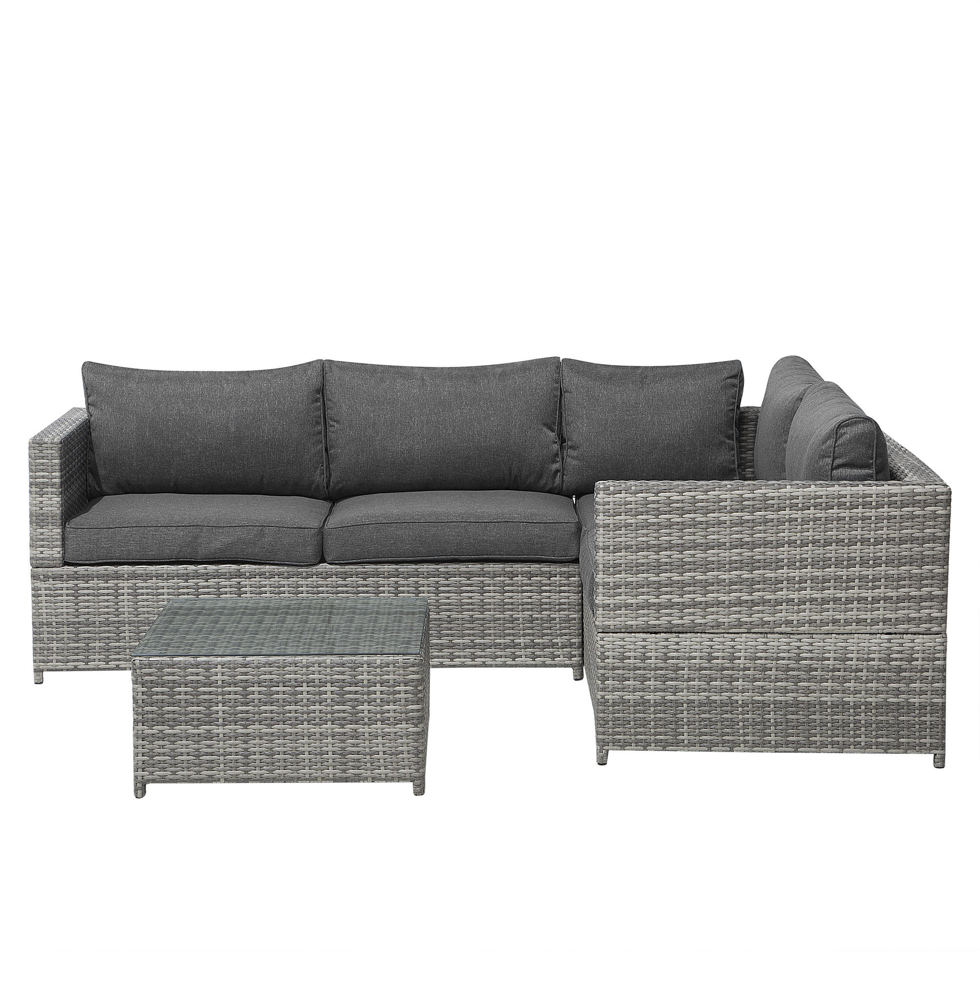 LOUNGE-SET 4-Sitzer grau Avola - Grau, Kunststoff - Beliani