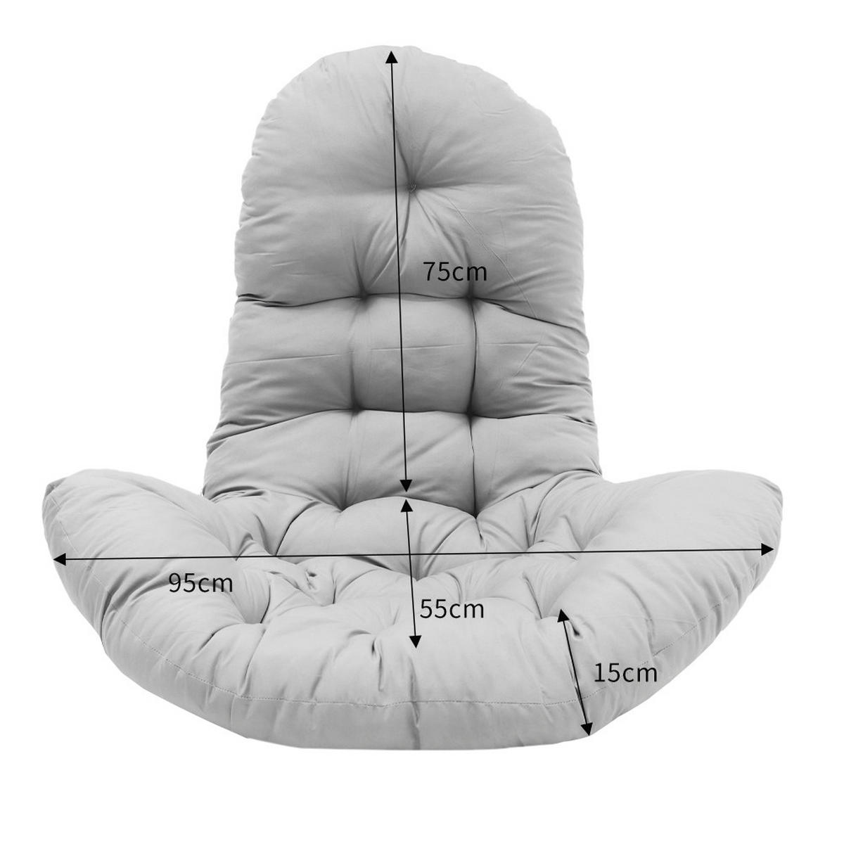 HÄNGESESSEL-KISSEN aus Polyester Baumwolle in Hellgrau mit dicker Polsterung 95 * 55 cm - Hellgrau, Textil (55/95cm) - Livingandhome