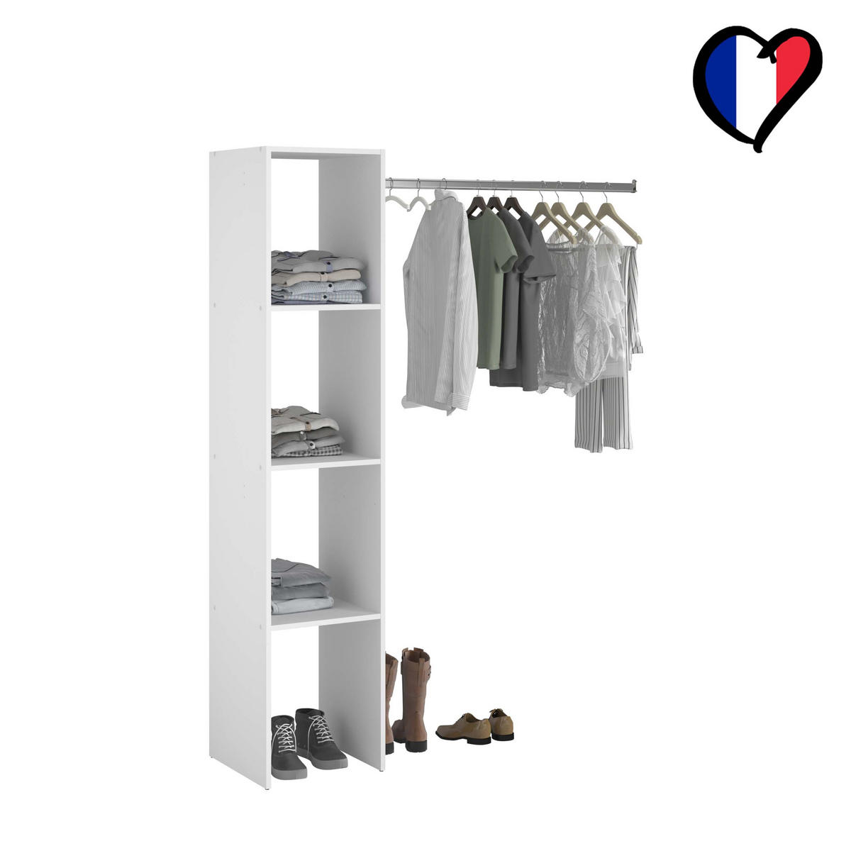 ANKLEIDEZIMMER Elysee Weiß 138 x 40 x 180 cm - Weiß, Holzwerkstoff (40/180/138cm) - Concept Usine