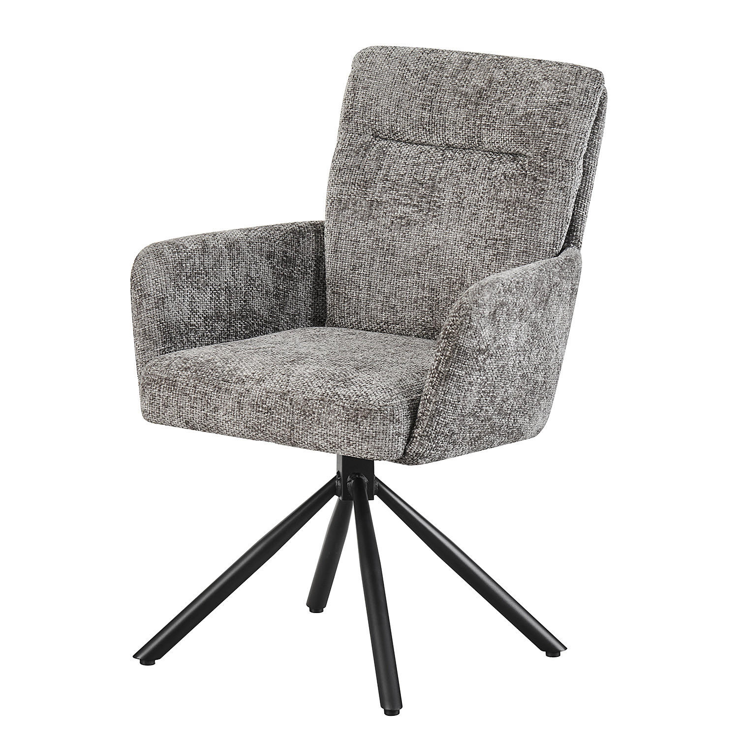 ARMLEHNENSTUHL - Strukturstoff / Eisen - Grau / Schwarz - Grau, Textil/Metall (61/92/64cm) - home24