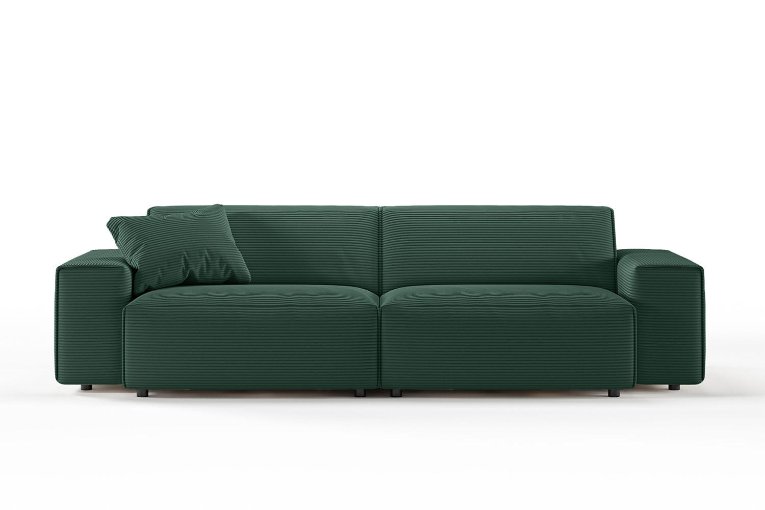 SOFA RANI Smaragdgrün Cord - Smaragdgrün/Schwarz, Kunststoff/Textil (256/71/101cm) - KAWOLA