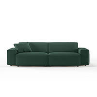 SOFA RANI Smaragdgrün Cord - Smaragdgrün/Schwarz, Kunststoff/Textil (256/71/101cm) - KAWOLA