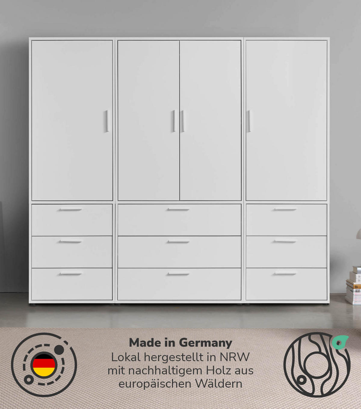 KLEIDERSCHRANK Der Grenzenlose - Weiß, Holzwerkstoff (210/187/58cm) - Mokebo