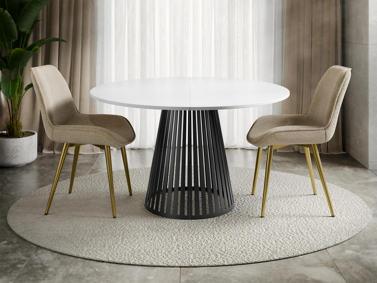 ESSTISCH ausziehbar Cone 120 - Schwarz/Weiß, Holzwerkstoff/Metall (120/120/76cm) - MIRJAN24