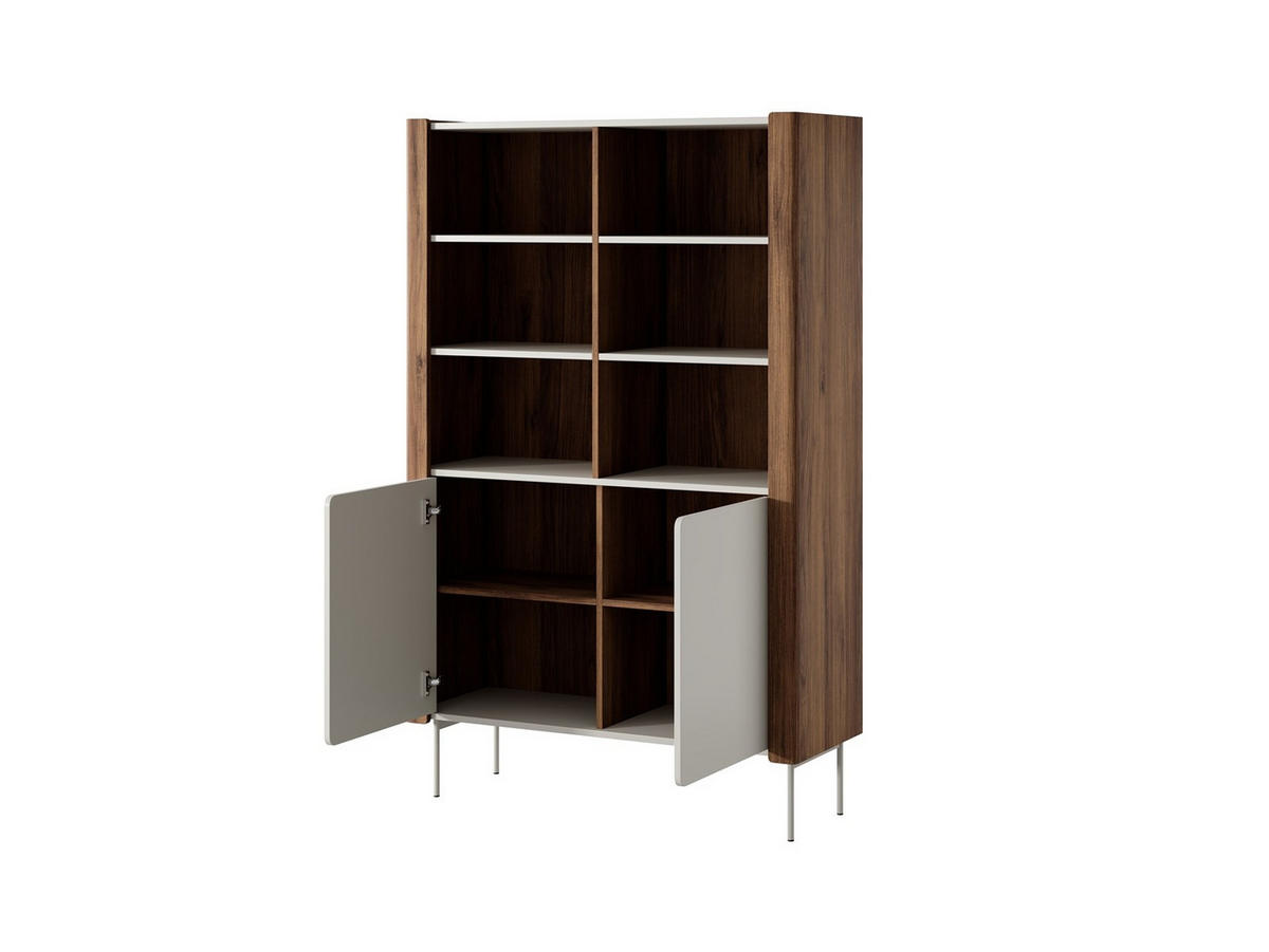 BÜCHERREGAL Paris, Nussbaum mit Kaschmir - Kaschmir/Walnussfarben, Holzwerkstoff (105/167/40cm) - Bettso