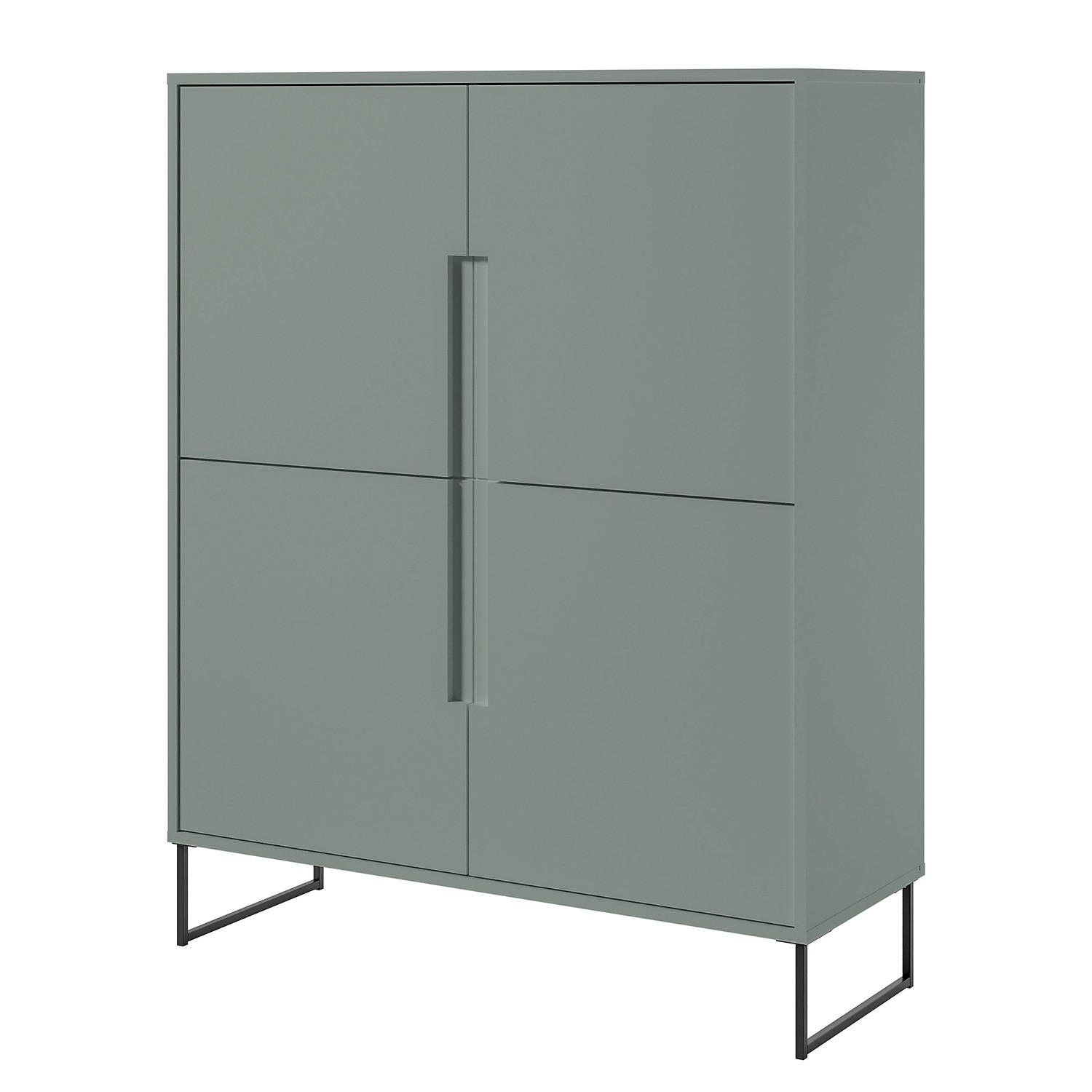 HIGHBOARD - Salbei - Salbeigrün/Schwarz, Holzwerkstoff/Metall (101/125/38cm) - home24