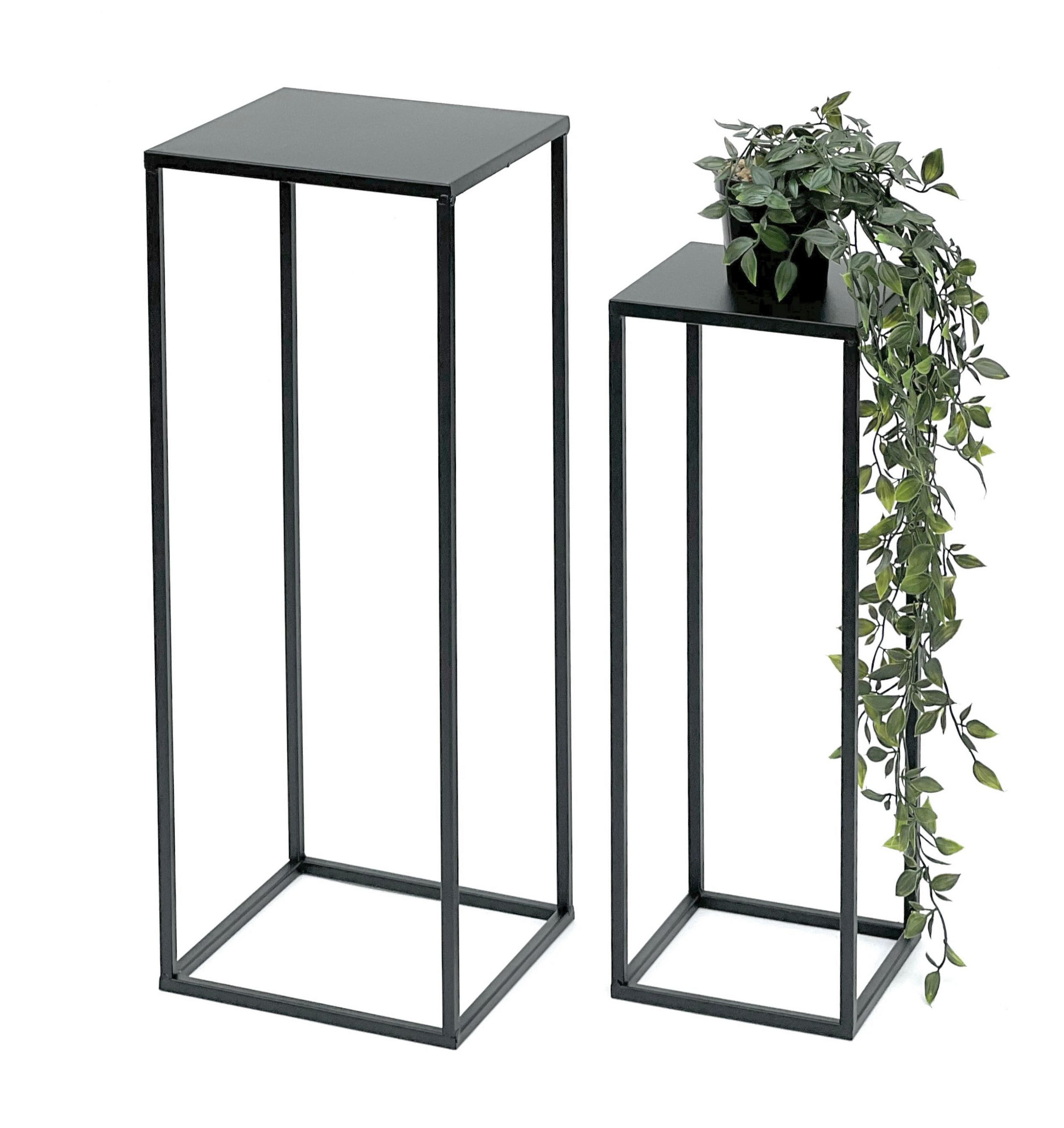BLUMENHOCKER 2er Set Metall Schwarz Eckig 96315 - Schwarz, Metall (23/60/23cm) - DanDiBo