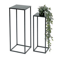 BLUMENHOCKER 2er Set Metall Schwarz Eckig 96315 - Schwarz, Metall (23/60/23cm) - DanDiBo