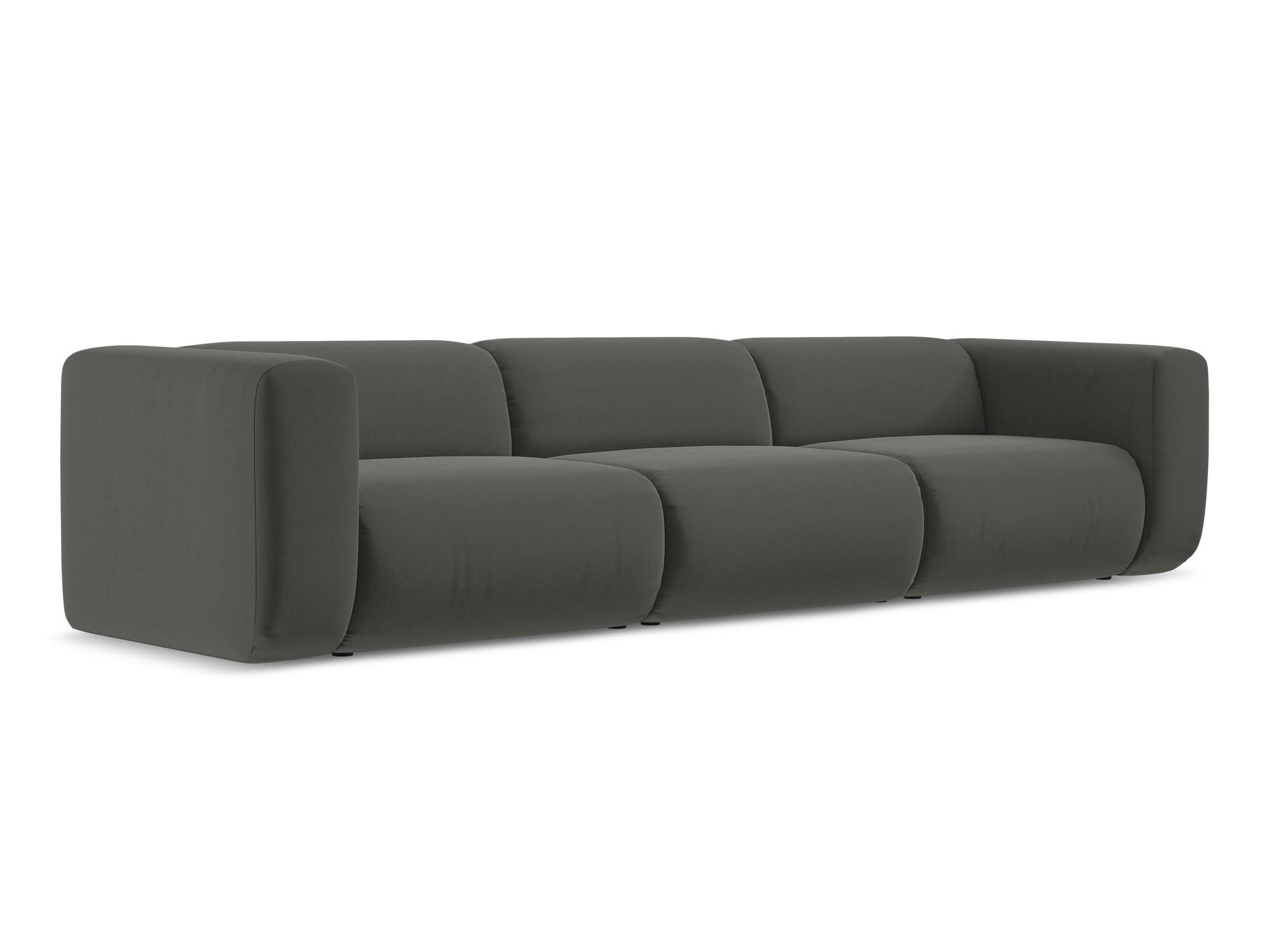 4-SITZER-SOFA Samt Stoff Grau - Dunkelgrau/Schwarz, Kunststoff/Textil (319/70/89cm) - Makamii