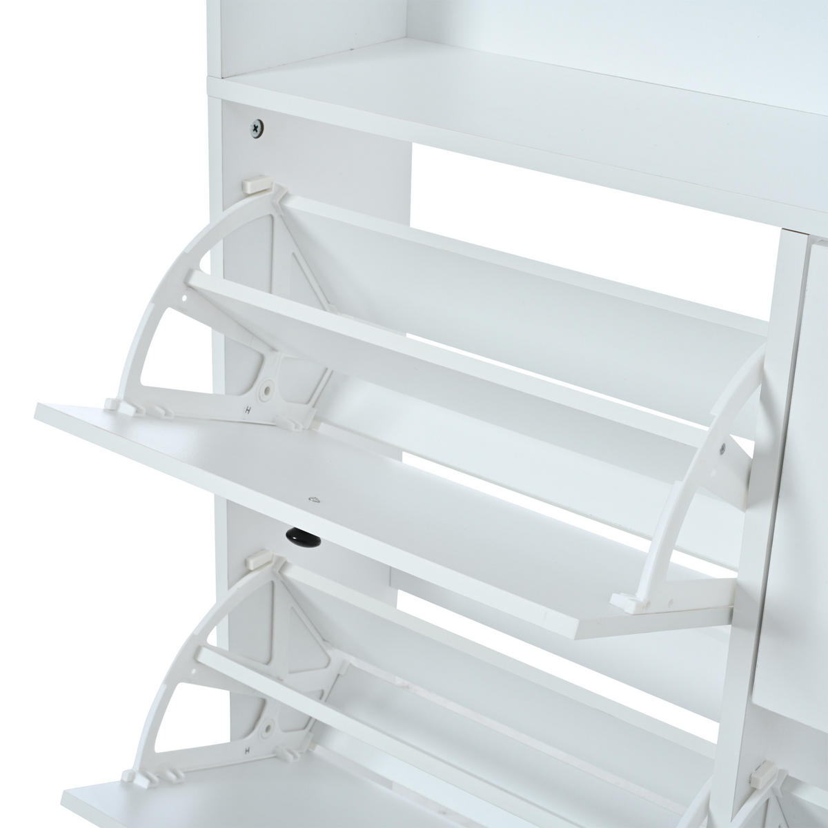 SCHUHSCHRANK aus Spanplatte 120x24x200cm in Weiß mit 8 Klapptüren - Weiß, Holzwerkstoff (120/200/24cm) - Modfu