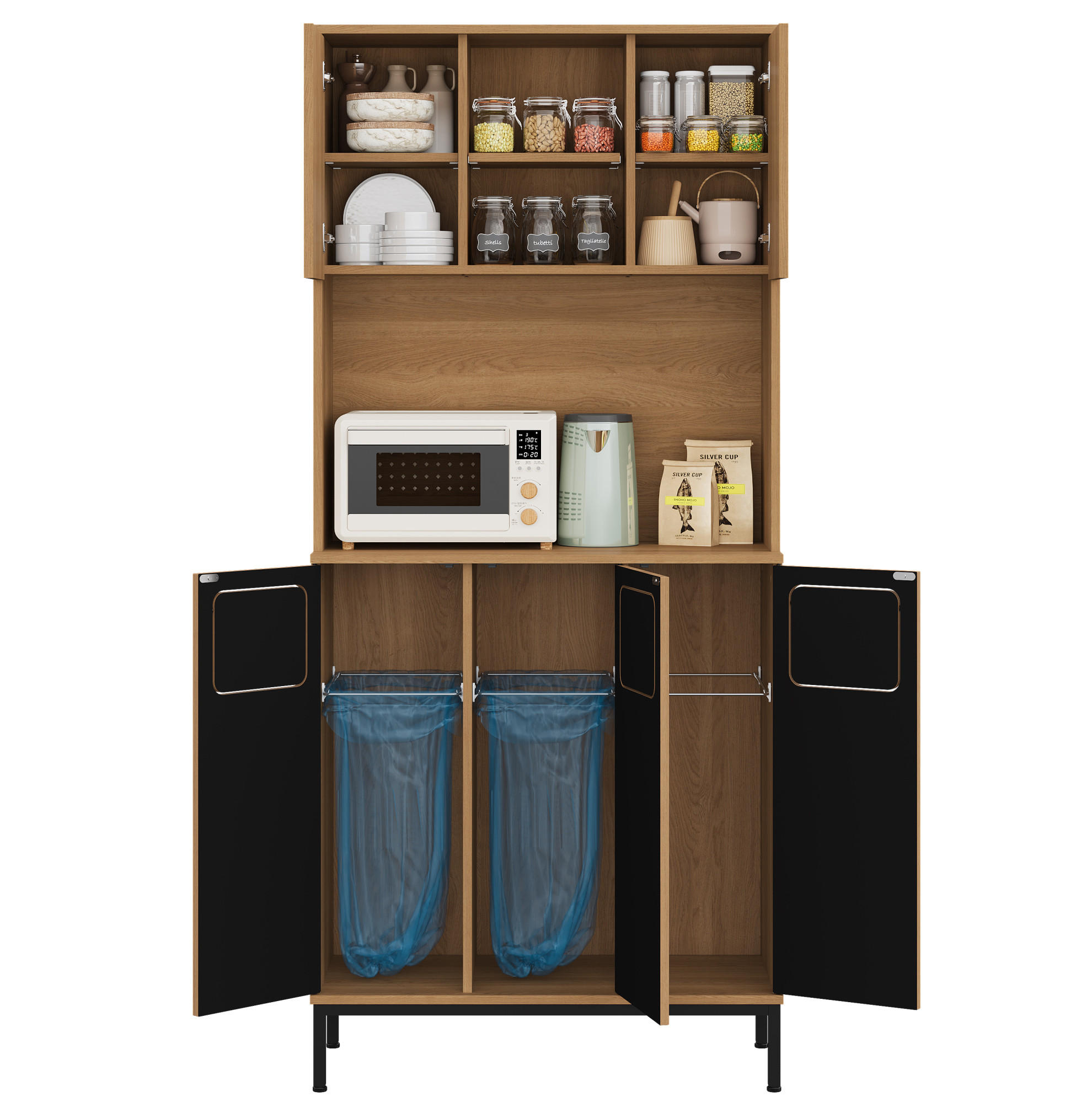 BUFFET 80/35/181 cm natur aus MDF mit Mülltrennung - Naturfarben, Holzwerkstoff (80/181/35cm) - OKWISH