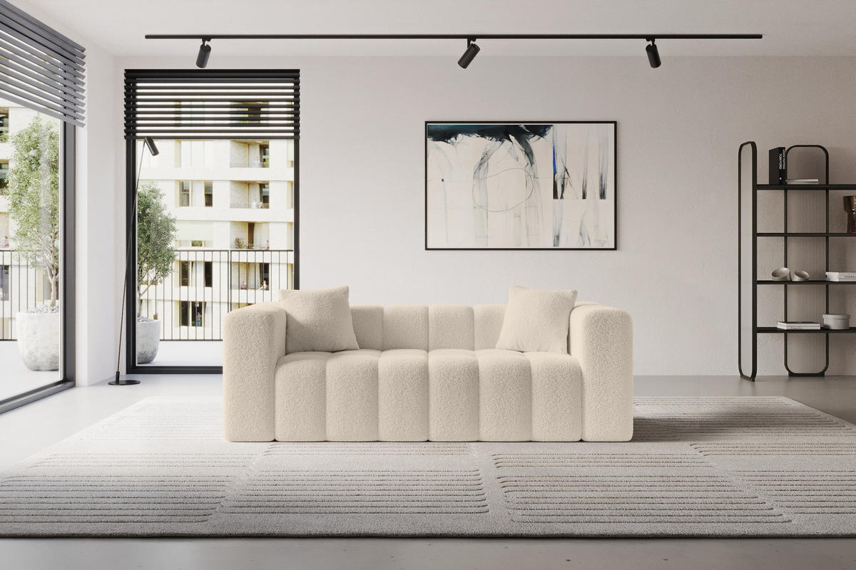 SOFA 2-Sitzer DONY-2 232x90x71 cm Dunkelbeige Bouclé - Schwarz/Cappuccino, Holzwerkstoff/Kunststoff (232/71/90cm) - ALTDECOR