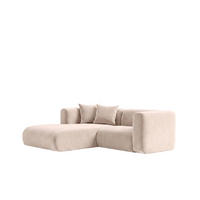 ECKSOFA L-Form mini, Velvet-Stoff Bluvel, Creme, Links, GRETA - Creme, Holz (226/179cm) - Kaiser Möbel