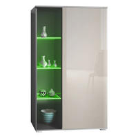 VITRINE Davos Sandgrau Hochglanz - Sandfarben, Holzwerkstoff (71.5/134/35cm) - Vladon