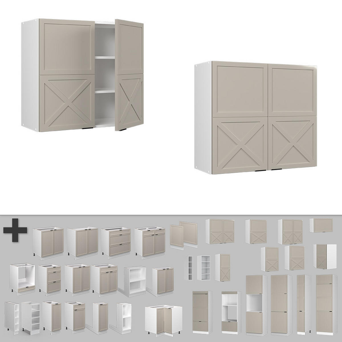 HÄNGESCHRANK Fame-Line GrauBeige 80 cm - Weiß/Grau, Holzwerkstoff (80/72/34.1cm) - Vicco