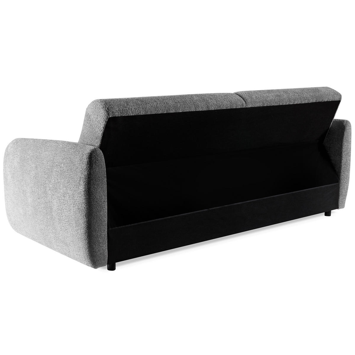 SCHLAFSOFA Carla 3-Sitzer mit Schlaffunktion, Grau - Grau, Textil (225/93/100cm) - Beautysofa