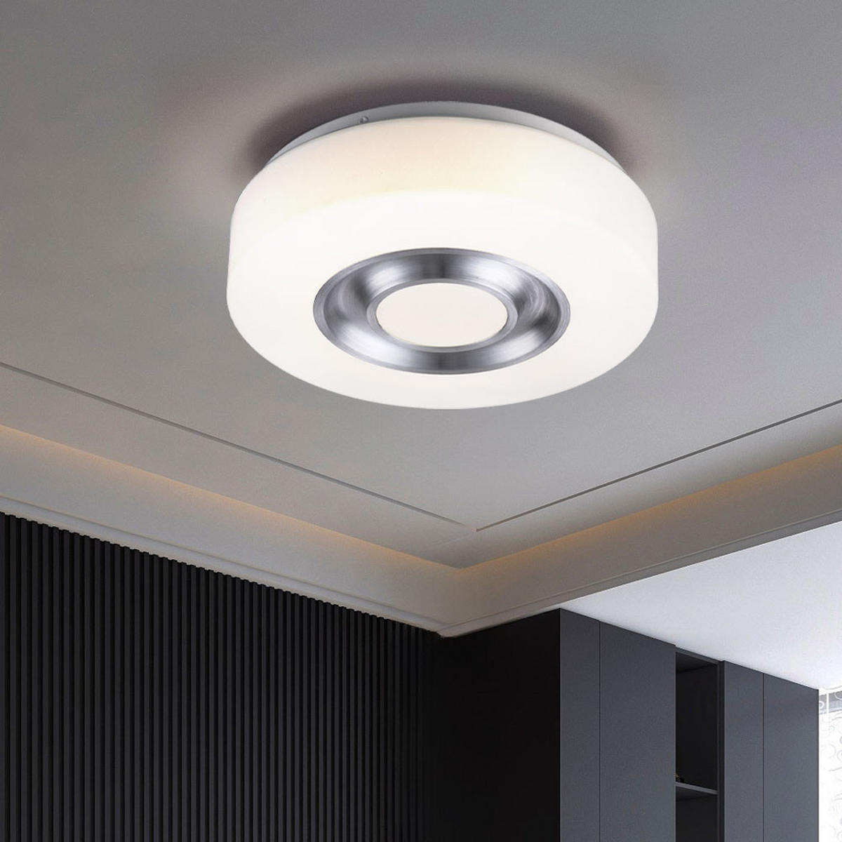 LED DECKENLEUCHTE ONIL Weiß Opal - Weiß, Metall (28/28/8.5cm) - Globo Lighting