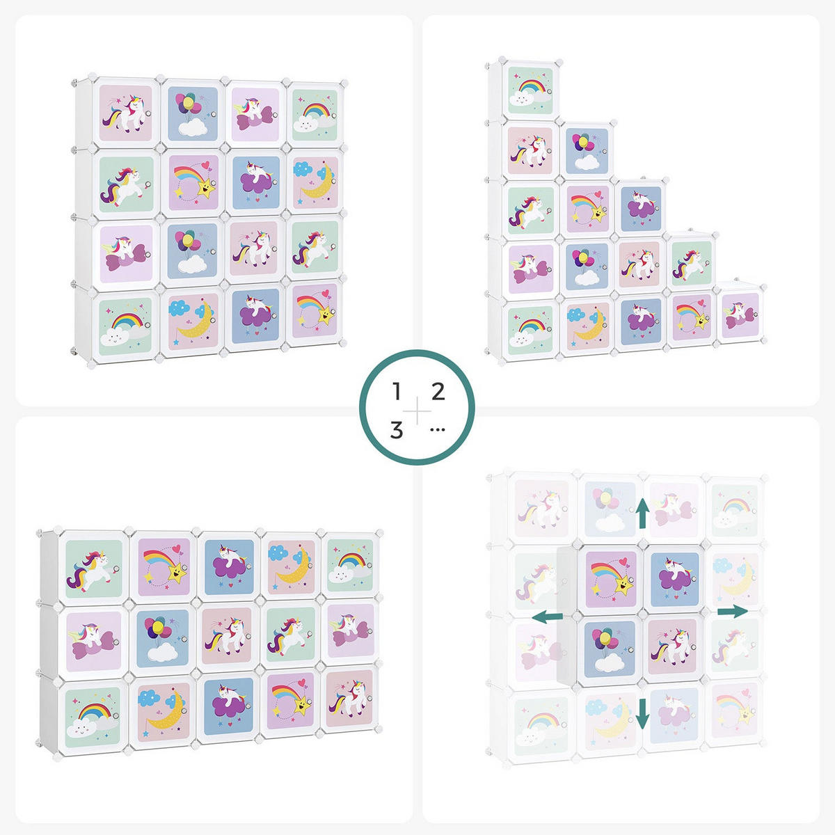 STECKREGAL REGALSYSTEM FÜR KINDER - Weiß, Kunststoff (31/153/153cm) - Hansiro