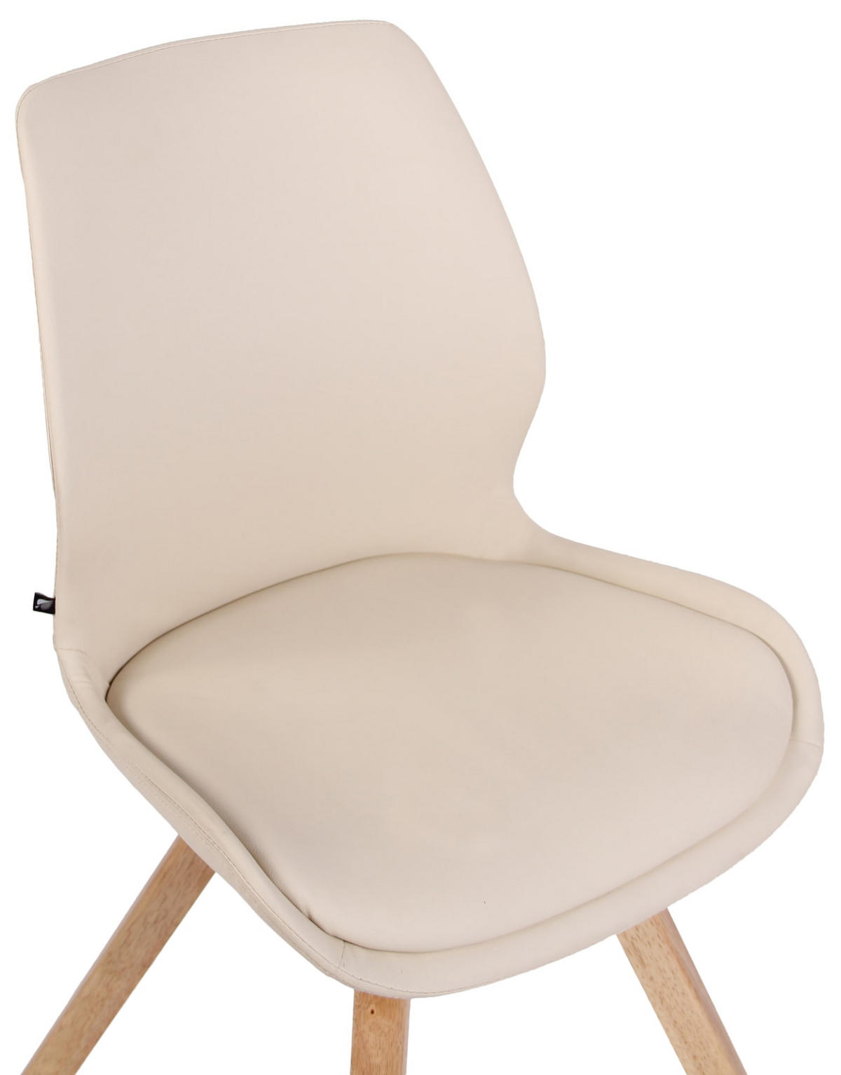 STUHL 2er Set Lederlook creme - Eukalyptusholzfarben/Creme, Holz/Textil (49/87.5/58cm) - CLP