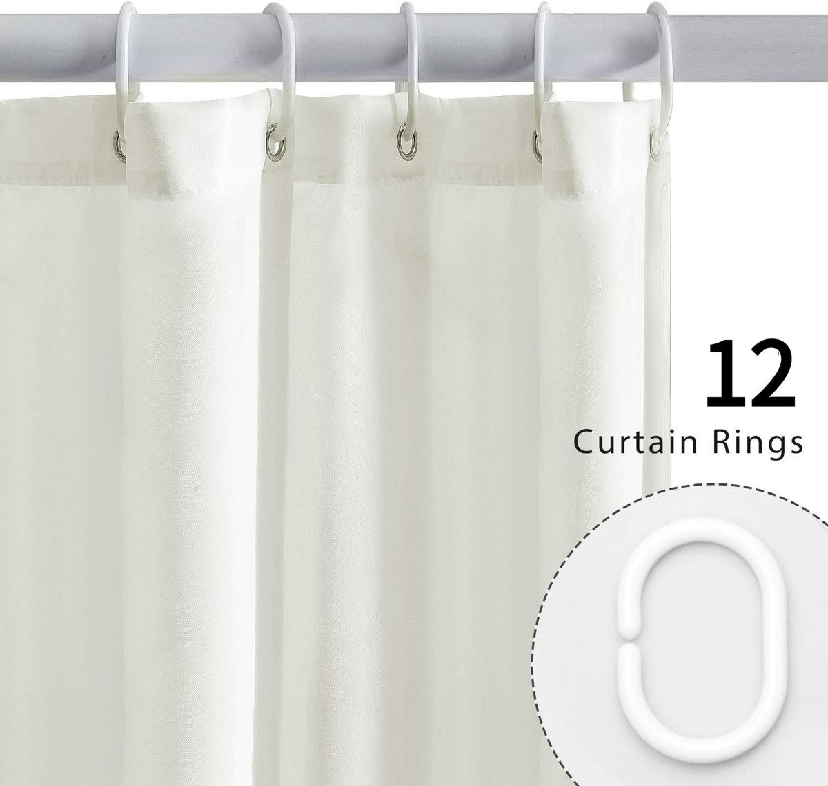 DUSCHVORHANG Polyester wasserdicht waschbar schimmelresistent mit Haken Beige - Beige, Kunststoff (240/200cm) - MCBOSON