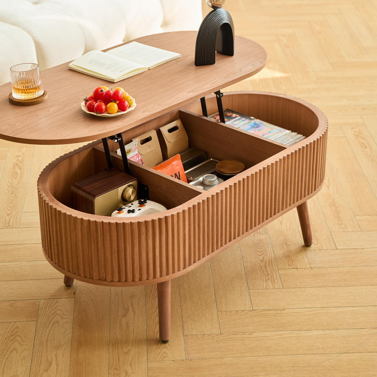 COUCHTISCH Rund Braun 100 x 48 x 41 cm - Braun, Holz (48/100/41cm) - Nordlys