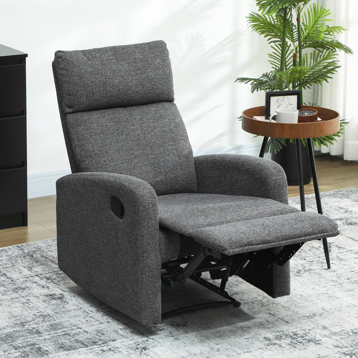 RELAXSESSEL Polyester Grau - Grau, Textil/Metall (63/98/91cm) - HOMCOM