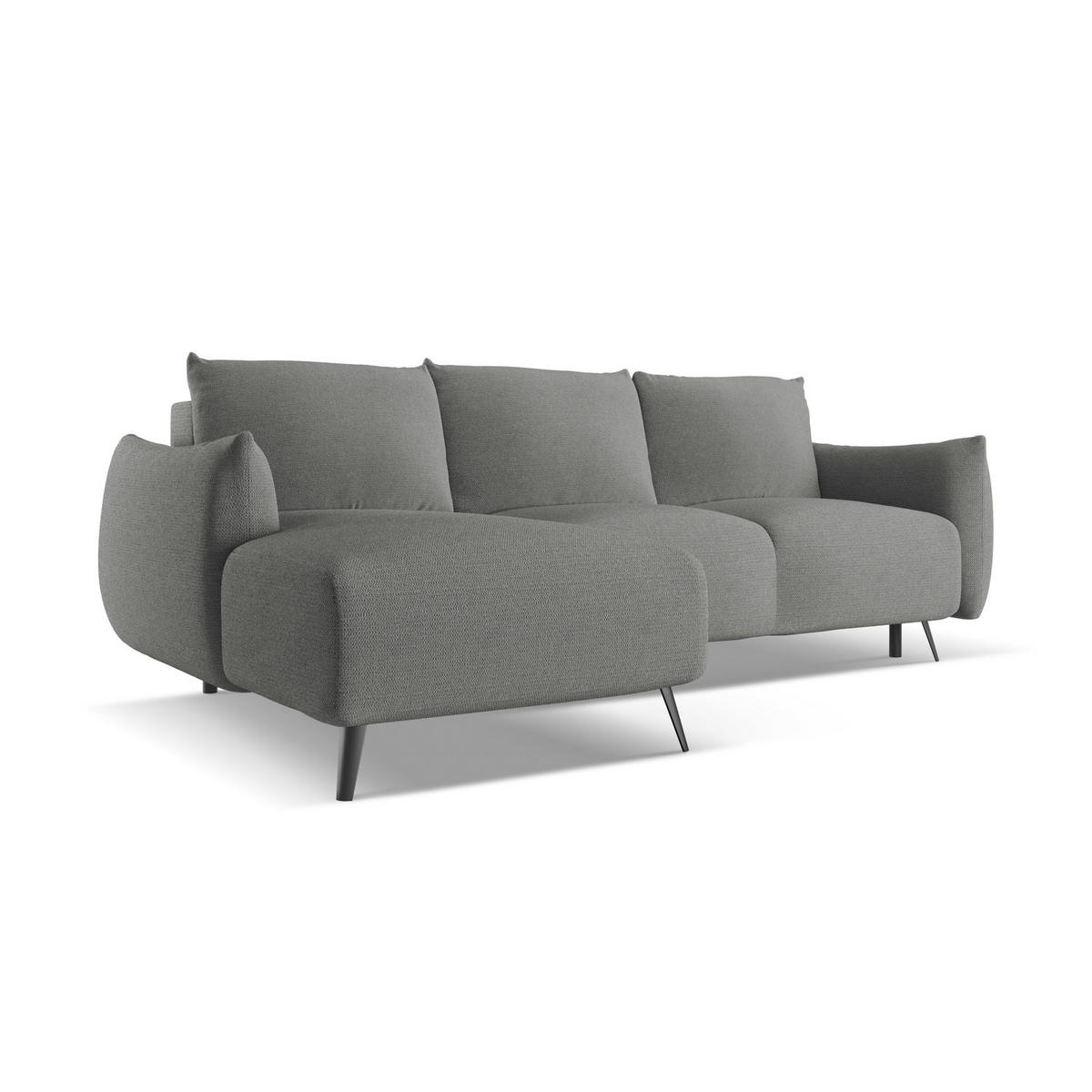 ECKSOFA mit Schlaffunktion Chenille Stoff Grau - Schieferfarben/Schwarz, Textil/Metall (162/242cm) - LaMiaSofa