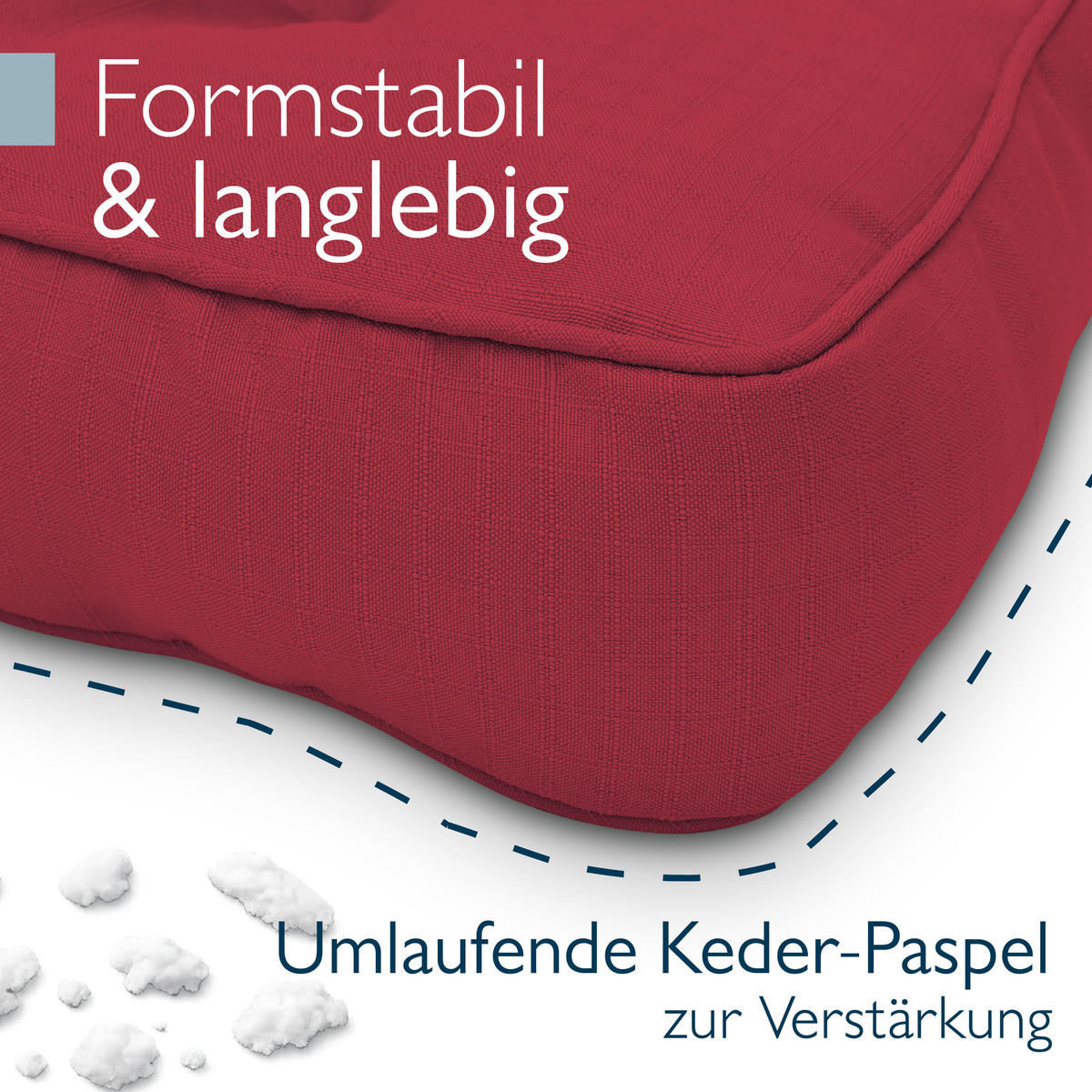 LOUNGEKISSEN Xluna Sitz 50x50x10cm mit Rücken 50x40x12cm Rot (2tlg) - Rot, Textil (50/50cm) - Beautissu 