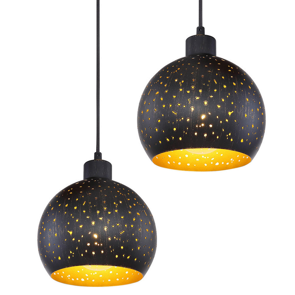 LED HÄNGELEUCHTE Adaja Holz Schwarz Gold - Schwarz, Holz (20/20/225cm)