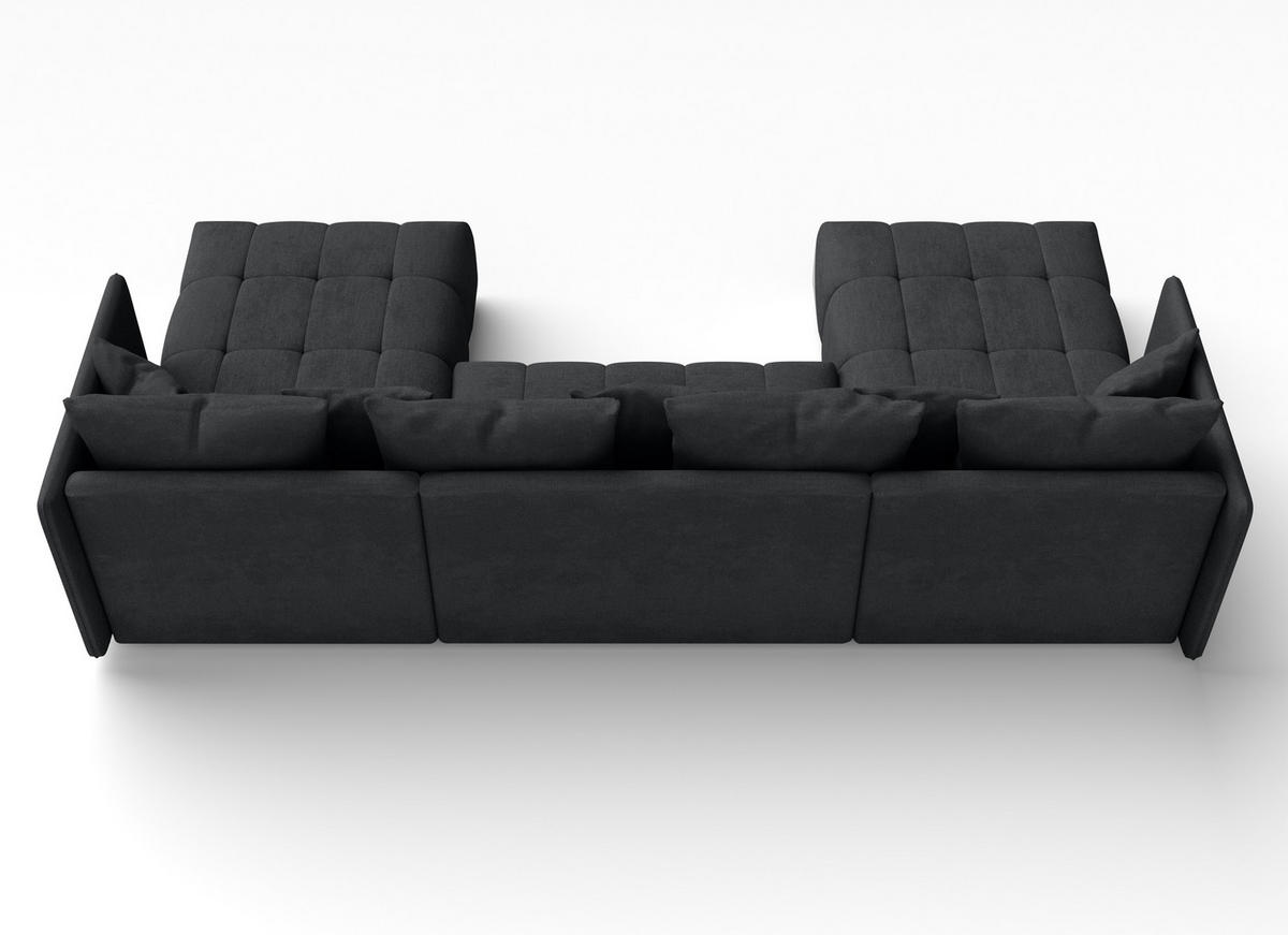 WOHNLANDSCHAFT Veliro U Dunkelgrau 353/180/83 cm mit Schlaffunktion und Bettkasten - Schwarz/Grau, Kunststoff/Textil (353/83/180cm) - AX Living