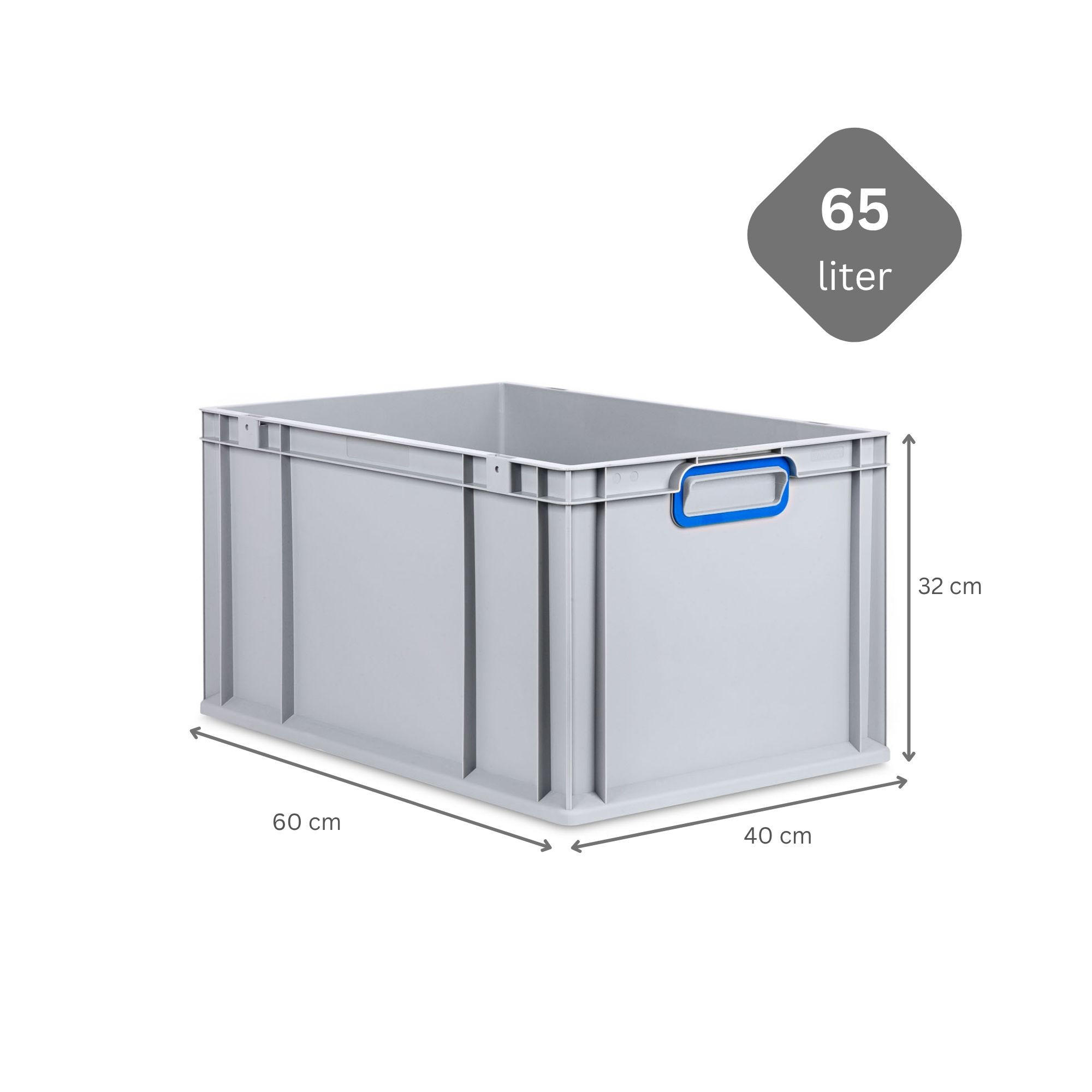 EUROBOX 3x Nextgen Color 32x40x60cm 65 Liter Griffe Blau Geschlossen - Blau, Kunststoff (40/22/60cm) - PROREGAL