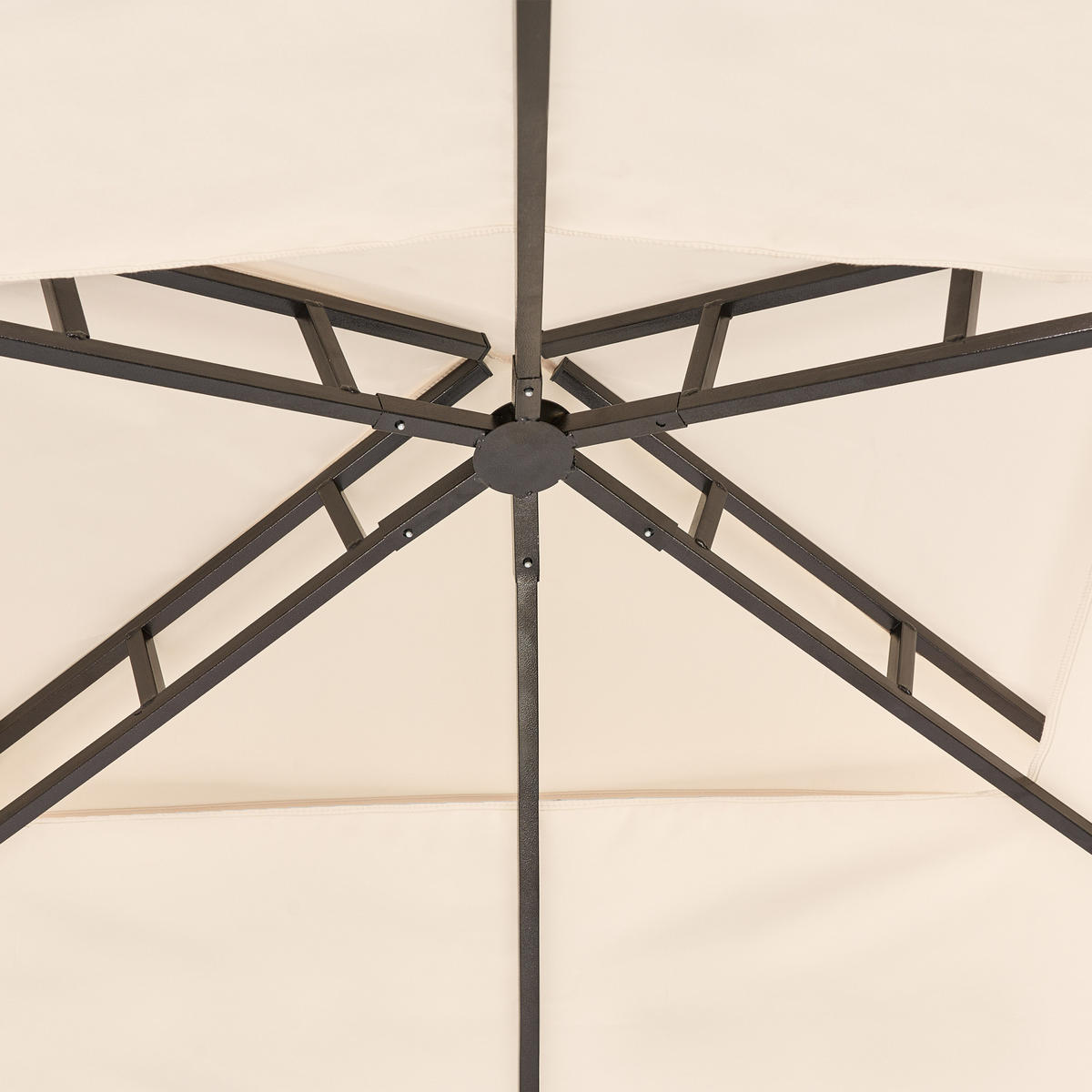 PAVILLON Stahl beige 240/148 cm Naro - Beige/Schwarz, Metall (240/245/148cm) - Beliani