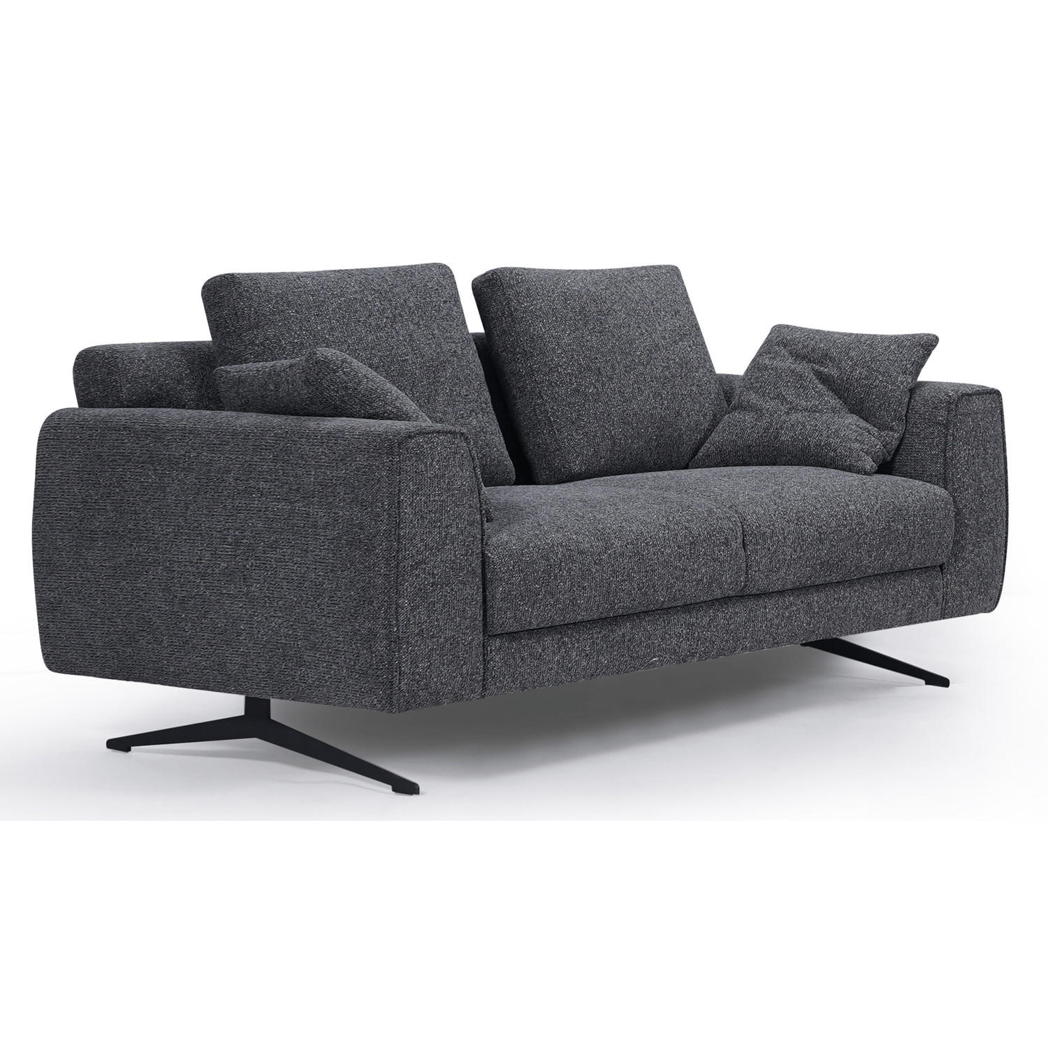 ZWEISITZER-SOFA Webstoff Grau - Schwarz/Grau, Textil/Metall (176/84/92cm) - Furnhouse