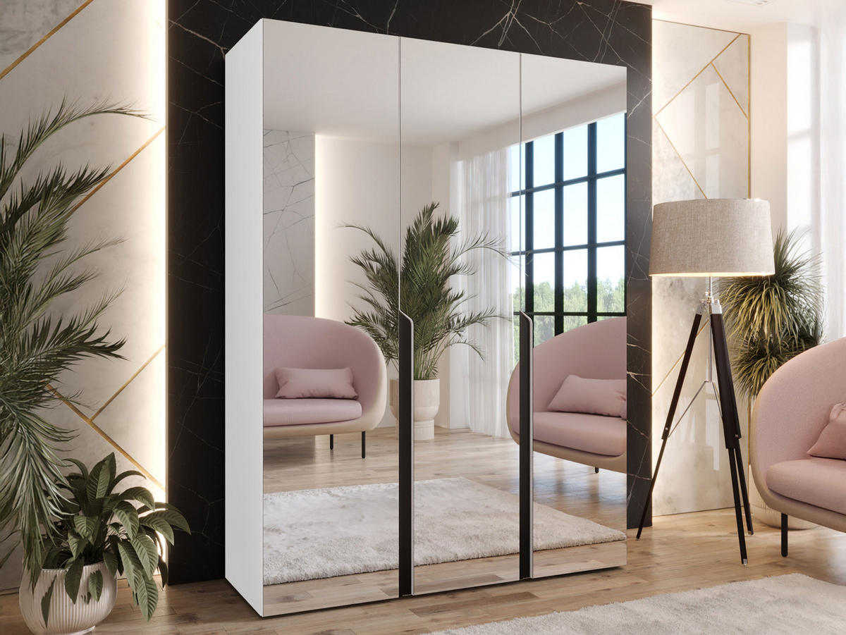 DREHTÜRENSCHRANK Mila III 150 - Schwarz/Weiß, Holzwerkstoff/Kunststoff (150/202/52cm) - MIRJAN24